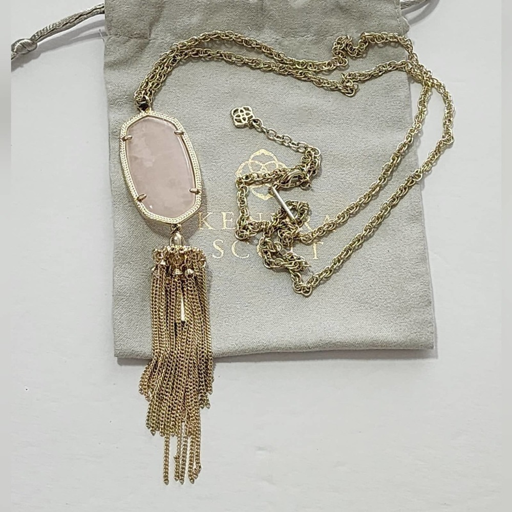 Kendra scott gold and pale‎ pink Rayne necklace